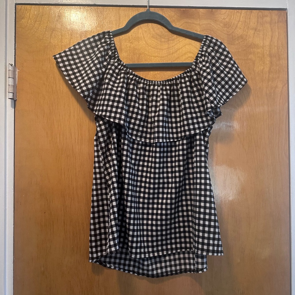 Black and White Gingham Women's Top